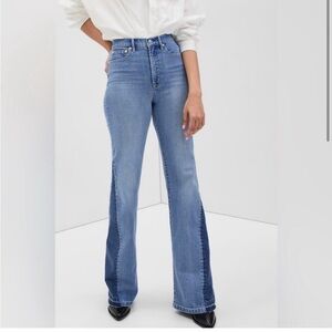 NWT GAP High Rise Patched '70s Flare Two Tone Stretch Jeans Size 12